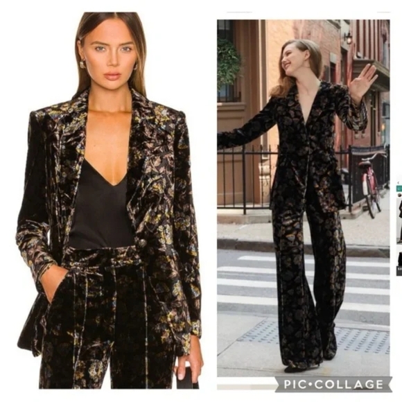 NWOT NEW Veronica Beard Long And Lean Velvet Floral Dickey Jacket Blazer Size 4 - Picture 2 of 15